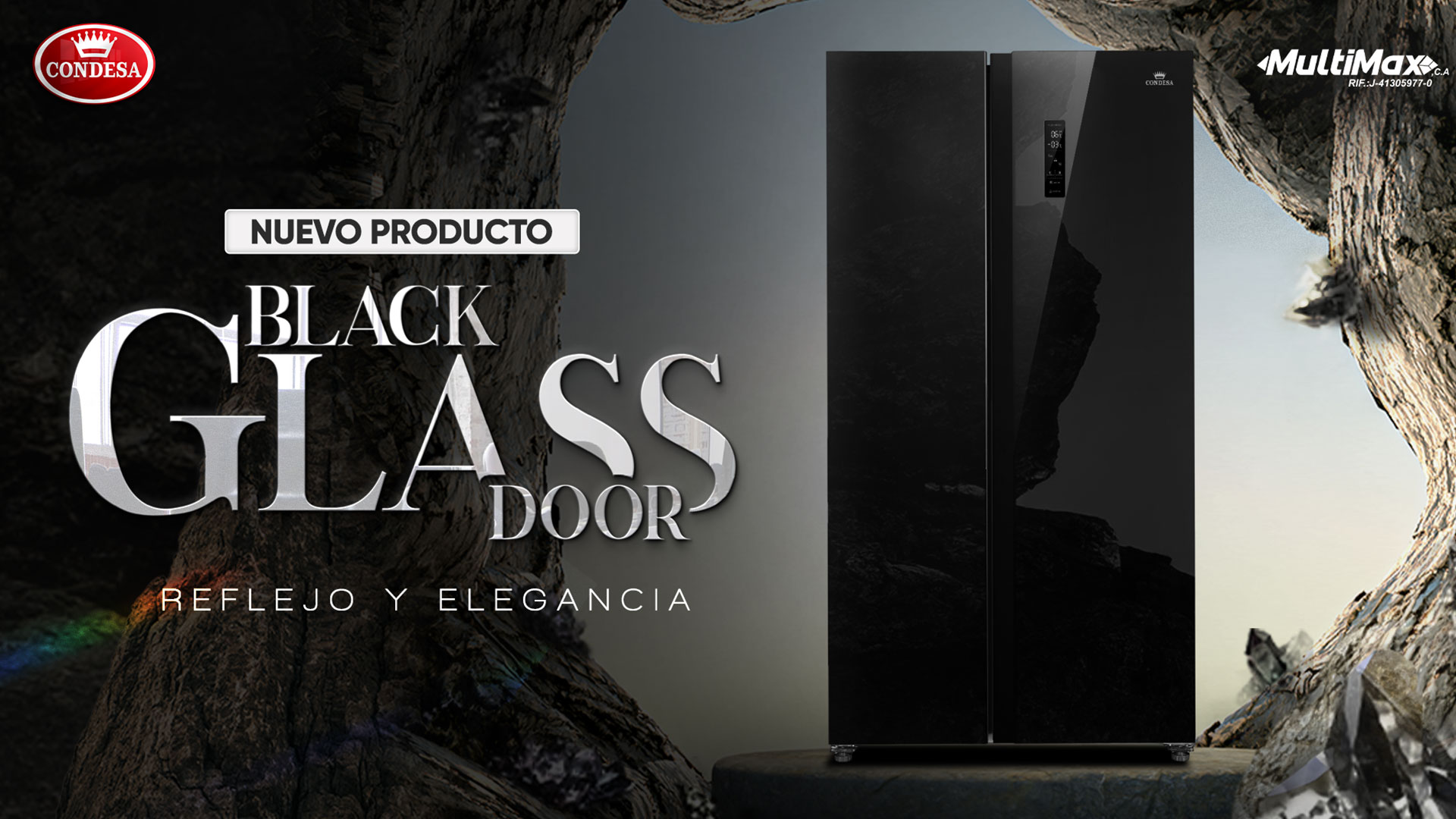 Black Glass Door Side By Side nuevo refrigerador que presenta Condesa y Multimax Store